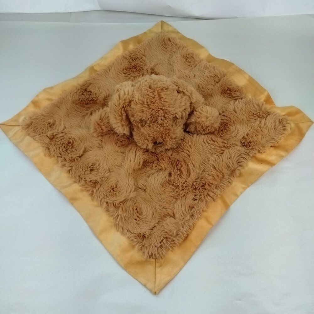 Cloud Island Lovey Golden Tan Puppy Dog Swirls Baby Security Blanket Plush Satin